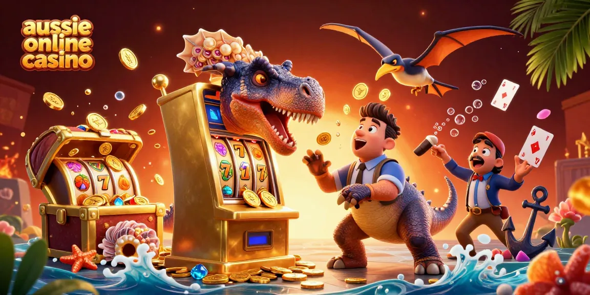 Catch golden coins at the aussie online casino as a pachycephalosaurus wins on a slot machine!