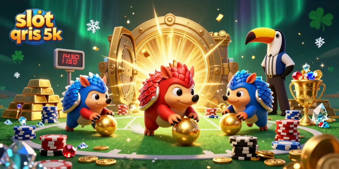 Spin the reels at slot qris 5k with rival pangolins rolling through golden jackpots and poker chips.