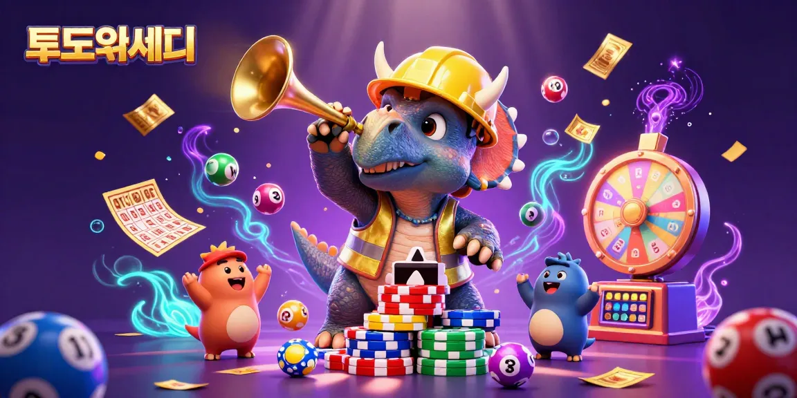 Engage in thrilling 토토사이트 experiences with a vibrant scene of colorful lottery interactions and poker chip excitement.