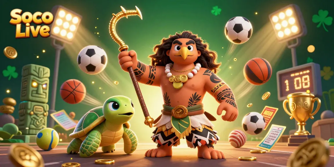 Soco Live delivers dynamic sports betting action with vibrant characters and gambling-themed elements in a thrill-filled illustration.