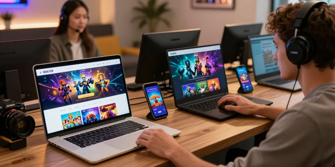 NAGA2000 vibrant iGaming platform scene with user-friendly interface on laptop and mobile devices