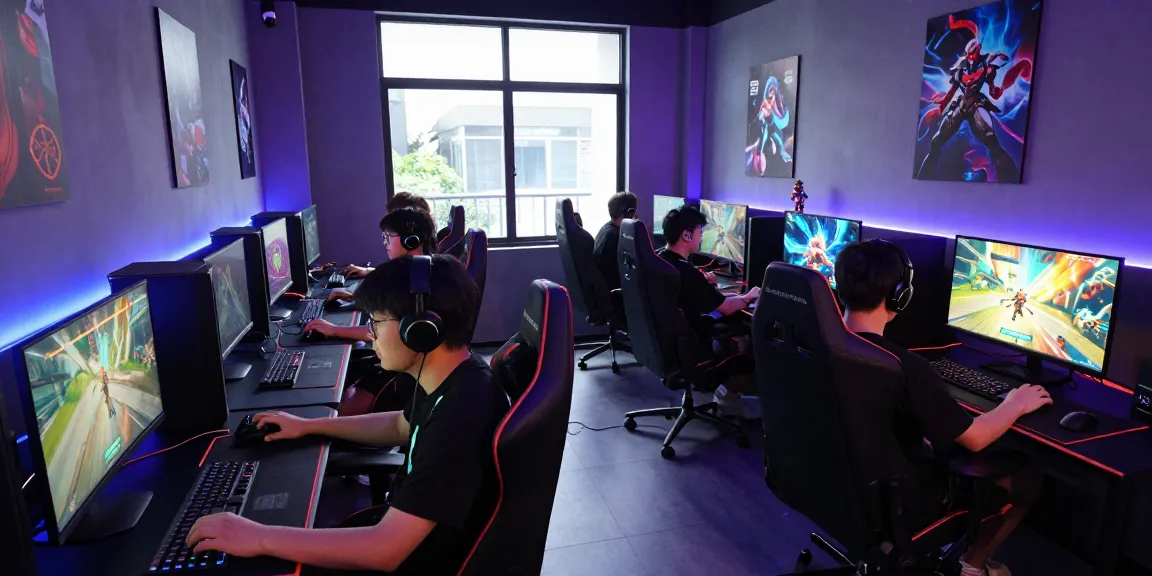 Engaged gamers enjoying immersive experiences on pakde4d platform in a modern gaming lounge