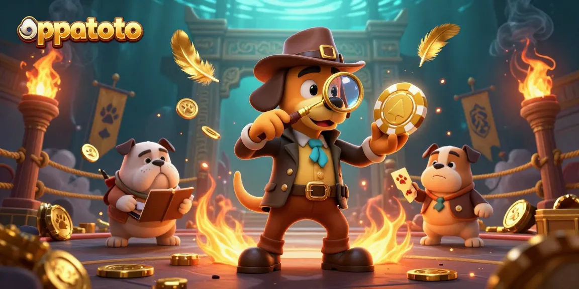 Reveal hidden treasures with oppatoto in an engaging casino adventure scene featuring cartoon detectives.